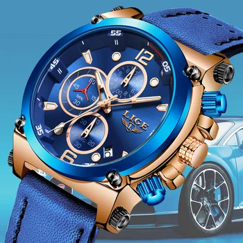 

Relogio Masculino LIGE Mens Watches Top Brand Luxury Men's Fashion Business Waterproof Quartz Watch For Men Casual Leather Watch