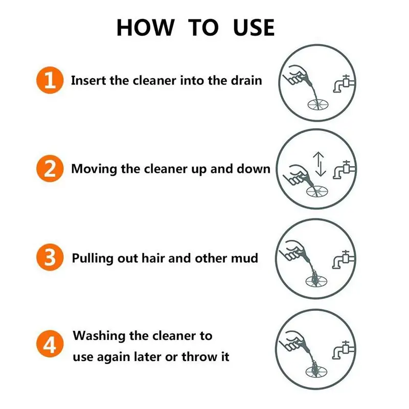 Drain Snake Hair Clog Remover Cleaning tool Plastic Sink Pipeline Hook for Bathroom Kitchen Toilet(Pack Of 5