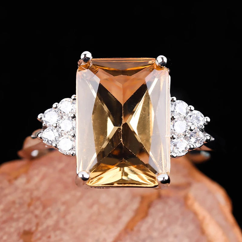 Очарование оранжевый камень кристалл кольцо серебро Цвет Принцесса Свадебное