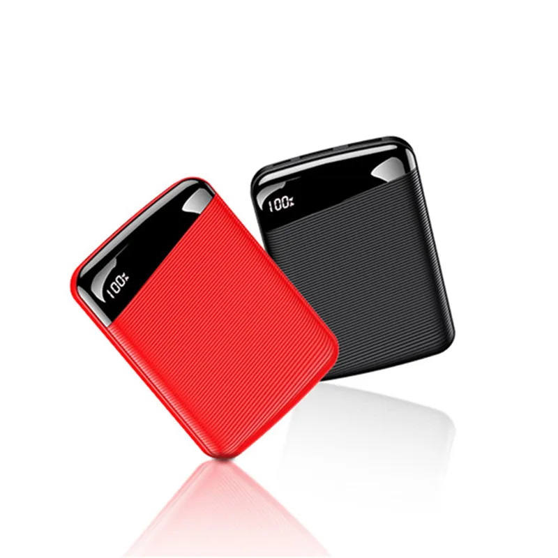 Red 10000mAh 20000 мАч Мини Внешний светодиодный аккумулятор для iPhone 7 8 XS samsung Xiaomi huawei с двумя портами USB - Цвет: Red 10000mAh