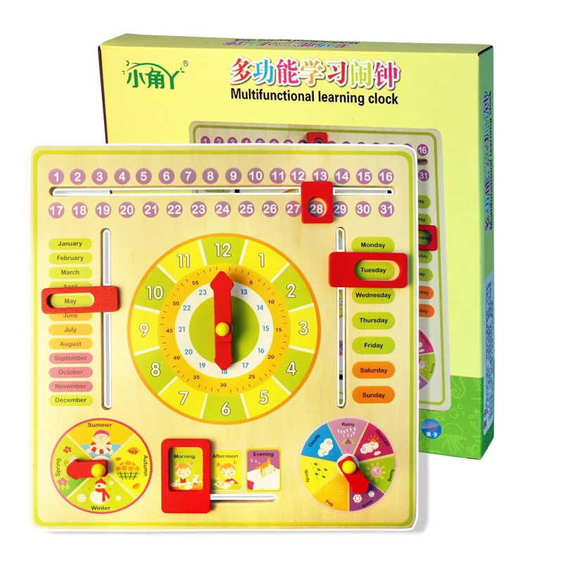 

Wooden Multi-function Digital Clock Alarm Clock Calendar Cognitive Learning Early Education Puzzle Children Toys