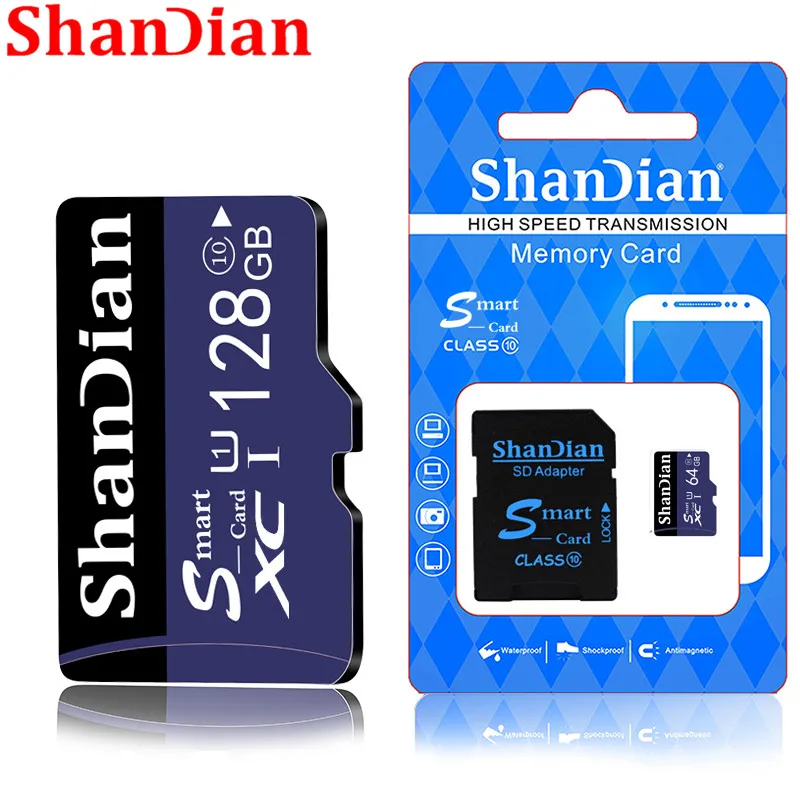SHANDIAN карта памяти 128 ГБ 64 32 micro sd 16 8 класс 10 Флэш Microsd|Карты памяти| |