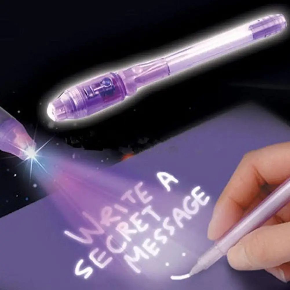 1 шт Невидимые чернила перо встроенный UV светильник маркер секретное сообщение