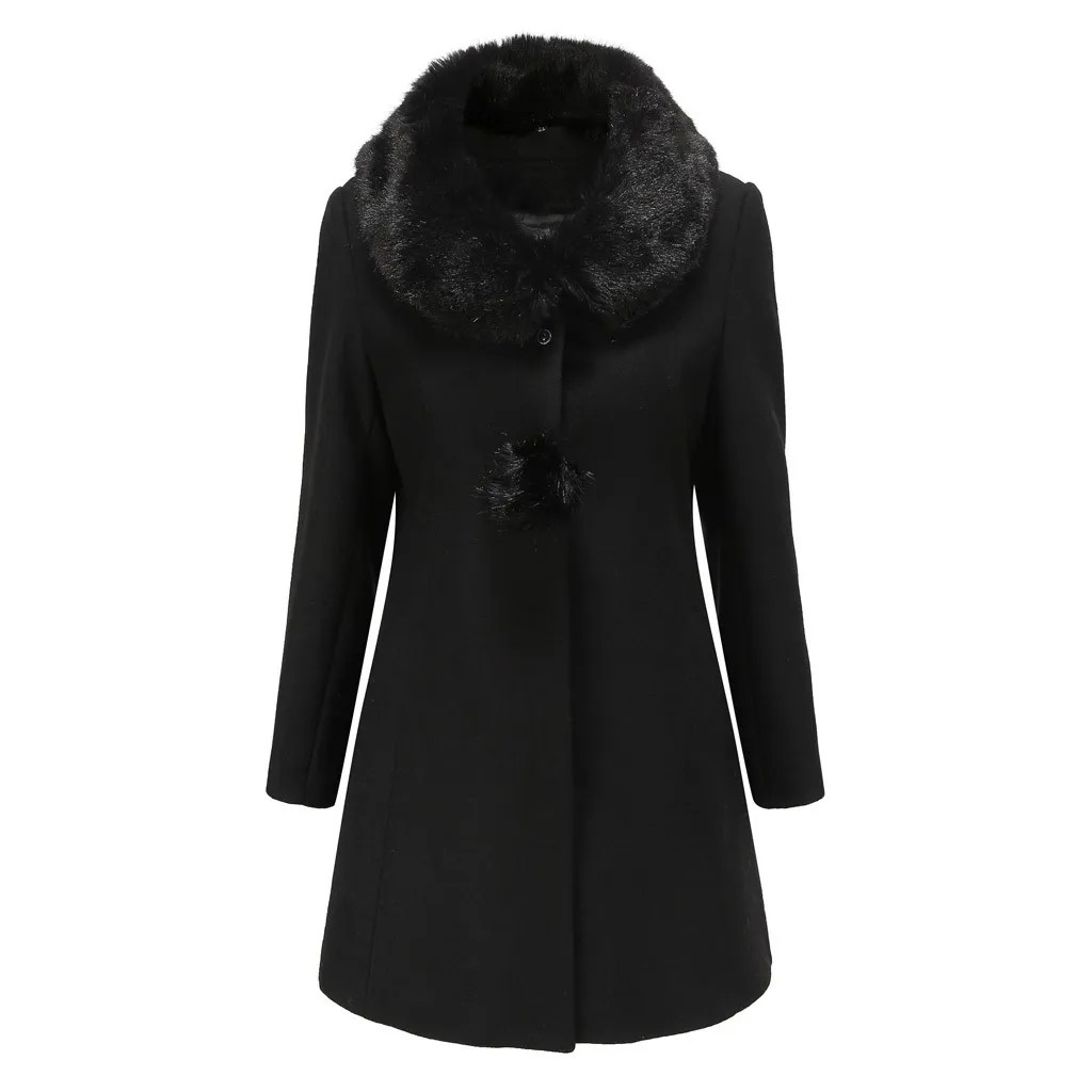 Abrigos mujer invierno зимнее пальто для женщин, Офисная однотонная зимняя офисная шерстяная куртка с длинным рукавом и пуговицами, пальто chaqueta