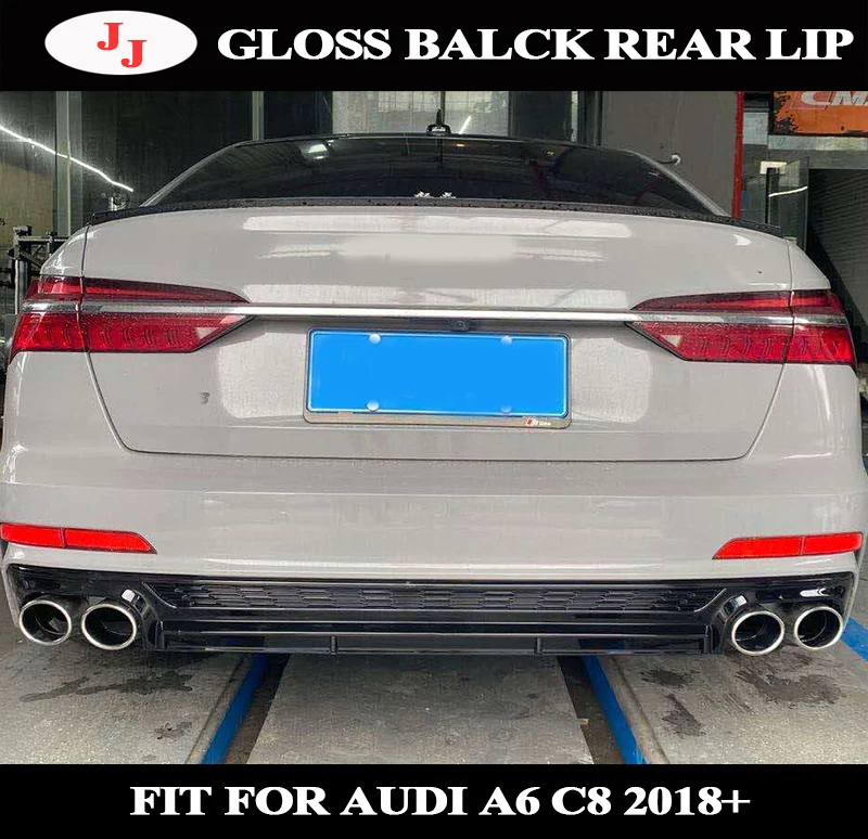 Для Audi A6 S6 Sline C8 2019 2020 2021 ABS задний бампер спойлер диффузор багажник с выхлопными