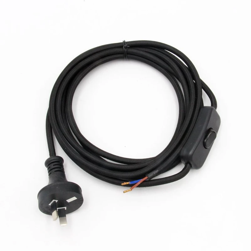 AC 220V 2 Prong Australia Plug Power Cord With Inline Switch Fabric Covered Extension Electrical Cable For Table Lamp | Обустройство