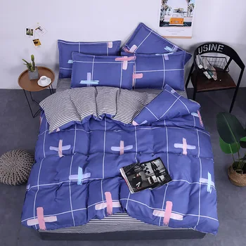

Thumbedding Cross Pattern Bedding Set Queen Size Simple Creative Purple Duvet Cover King Full Twin Single Unique Design Bed Set