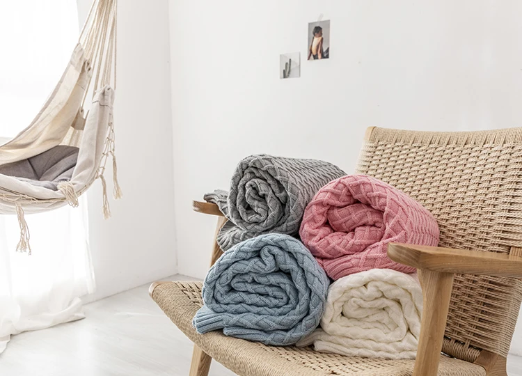 Бирюзовое одеяло для дивана, Алмазное вязаное покрывало, мягкое покрывало с кисточками и помпоном, для путешествий, 130x160 см, домашнее кресло, диван-кровать, 5" x 62"