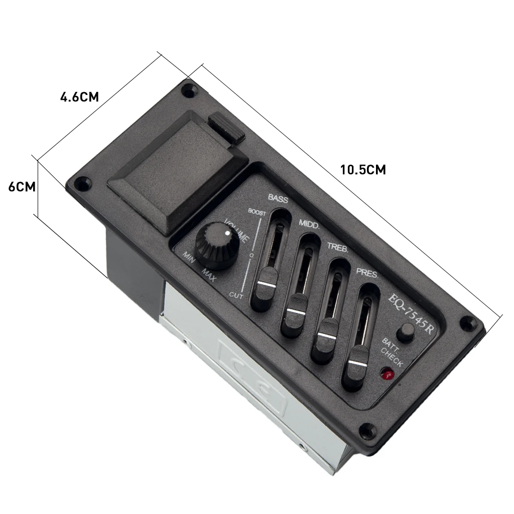 4-Band EQ Equalizer Guitar Piezo Pickup EQ-7545R Pre-Amp Folk Guitar Parts