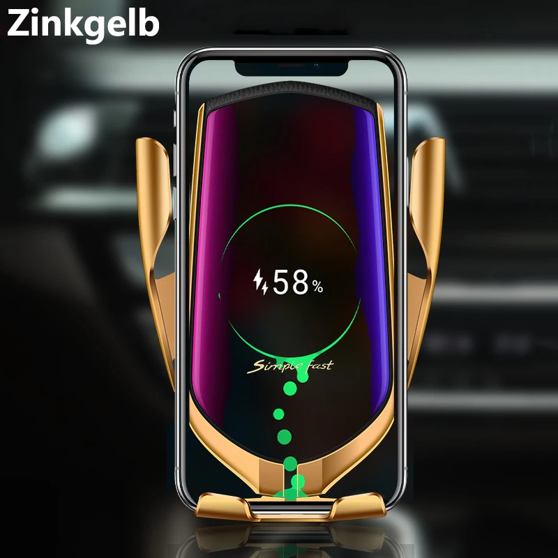 

Smart Wireless Car Charger Holder Infrared Sensor Auto Clamping 10W Qi Fast Charging Car Mount Wireless Charger Phone Holder