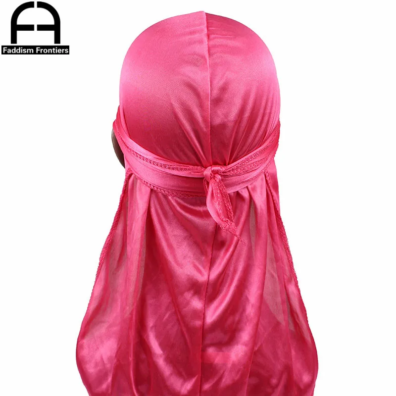 Unisex ženy muži hedvábí durag turban čepice paruky motorkář headwear čelenka vlasy příslušenství dlouhé zadek popruhy bandanas hedvábná durags