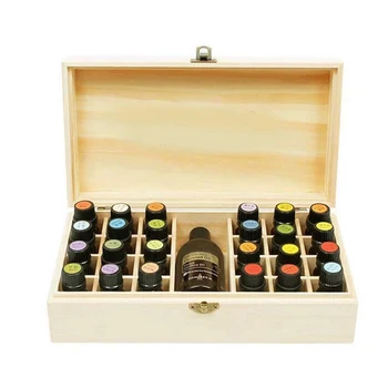 

25 Slots Wooden Essential Oils Box Solid Wood Case Holder Aromatherapy Bottles Storage Organizer For Home 2019