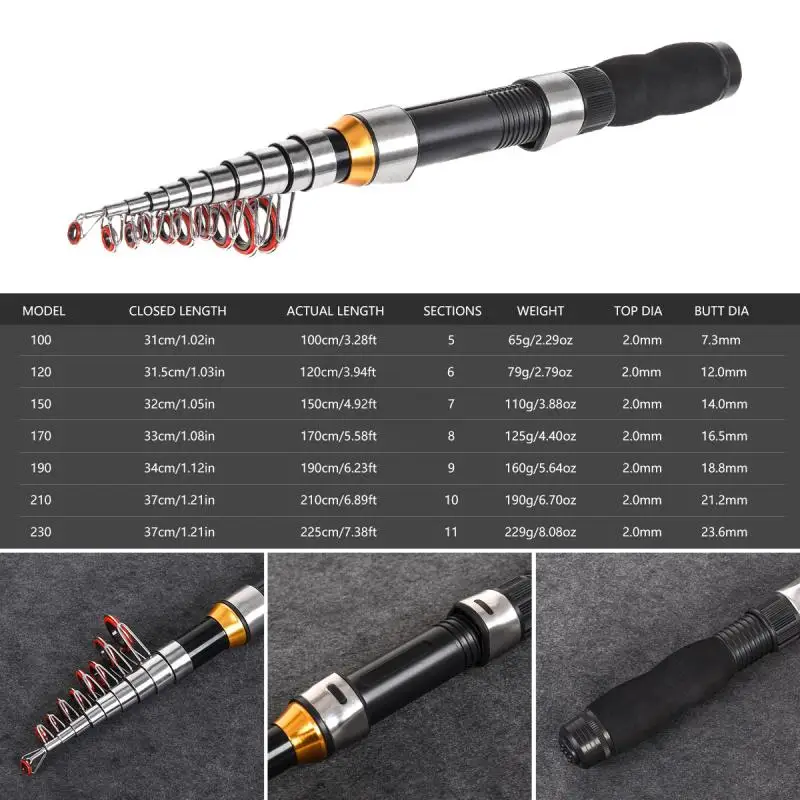 Ultralight Carbon Fiber Telescopic Fishing Rod Portable Mini Sea Spinning Pole Rod Travel Ultra Light Casting Lure Rod Ultralight Carbon Fiber Telescopic Fishing Rod Portable Mini Sea Spinning Pole Rod Travel Ultra Light Casting Lure Rod