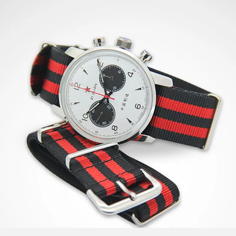 Genuino Redstar Air Force Pilot Chronograph Pilot Uomo Orologio Movementst1901Men'S Classica Watch1963 Cleastal A Collo Di Cigno Barra Di Colore