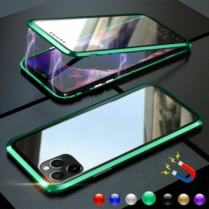 360 металлический магнитный чехол для телефона iPhone SE 2020 11pro MAX XS XR X 8 7 6 s Plus