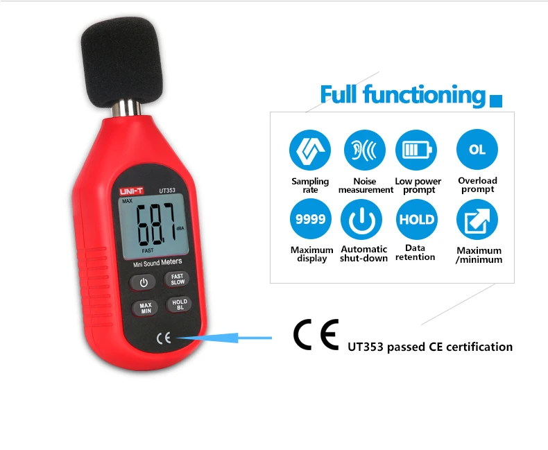 UNI-T UT353 уровень звука измеритель шума измерительный инструмент дБ метр 30~ 130dB мини аудио децибельный монитор