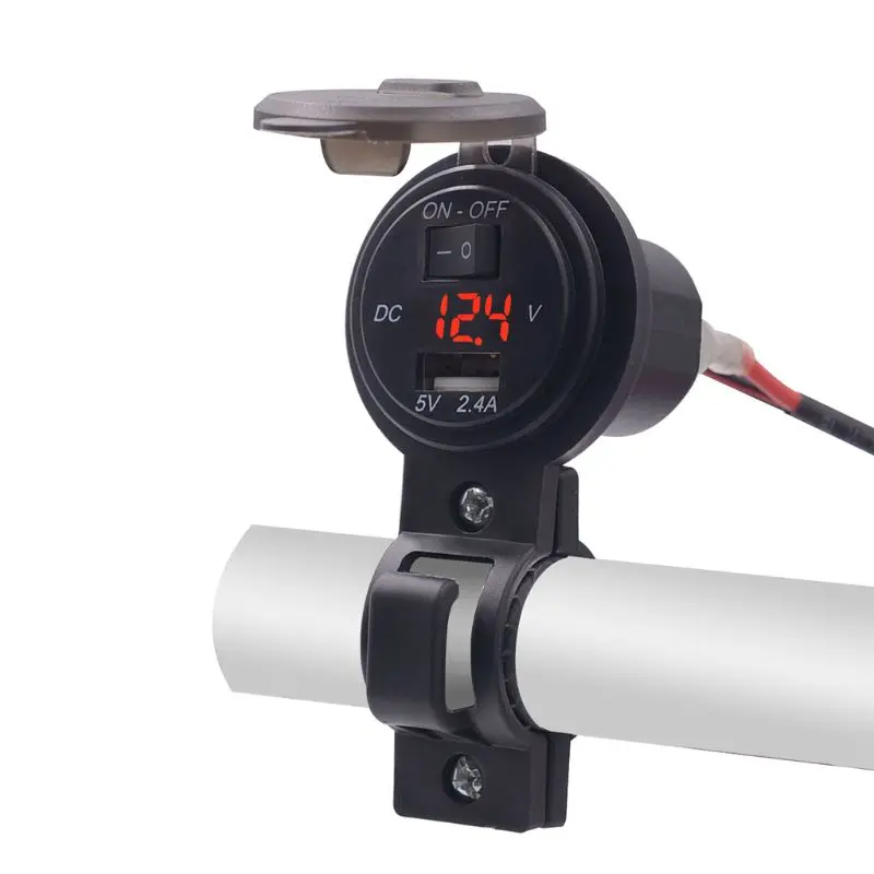 Водонепроницаемый 12V 24V мотоцикл Руль USB кабель для мобильного телефона для Зарядное устройство розетка мотоцикл 2.4A адаптер Мощность розетка с Вольтметр Switc