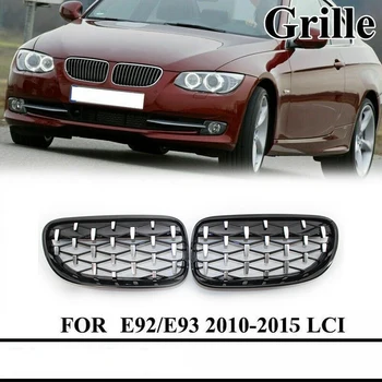 

Front Kidney Grill, Front Hood Diamond Grille Meteor Grill For-BMW 3 Series E92 E93 2010-2015 Gloss Black&Chrome