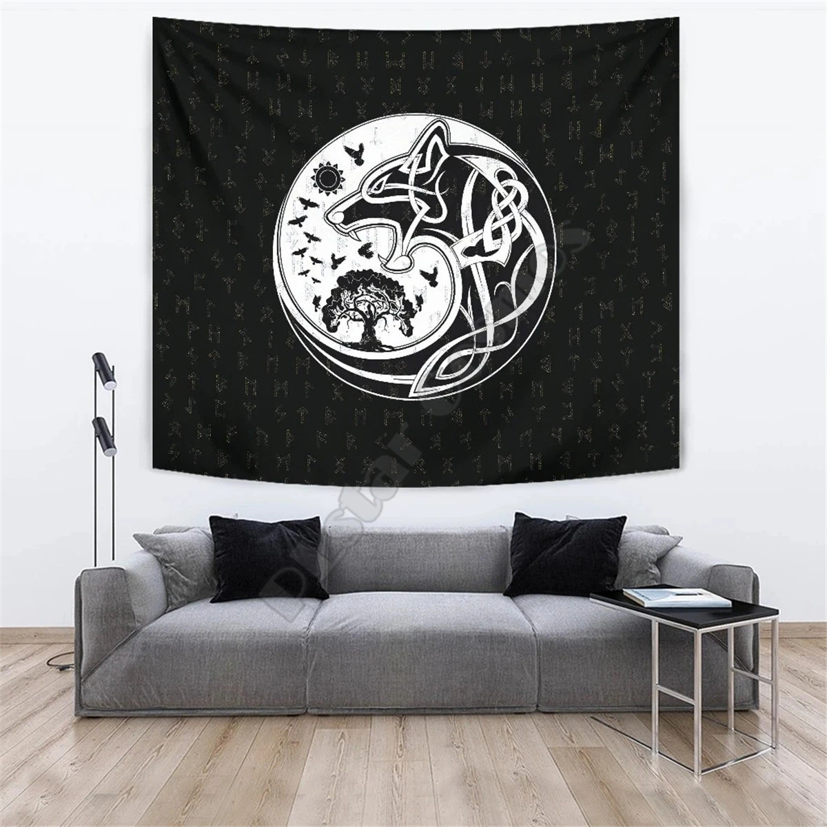Viking Style Tapestry Skoll And Hati Rune Tattoo 3D Printed Tapestry  Rectangular Home Decor Wall Hanging Home Decoration|Tapestry| - AliExpress