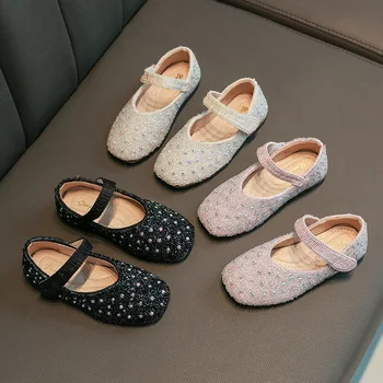 

2020 Fresh-feeling Spring Girls Leather Shoes with Crystal Cool Fashion Baby Children Girls Shoes Wearable Sneakers Prom D02071