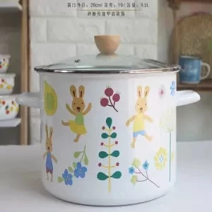 Кастрюля для супа, молочный горшок, эмалированный горшок, 9.5л, толстая пароварка, большая кастрюля для тушеного риса, баррель, пароварка, кухонные кастрюли и сковороды, керамические - Цвет: 26cm  9.5L