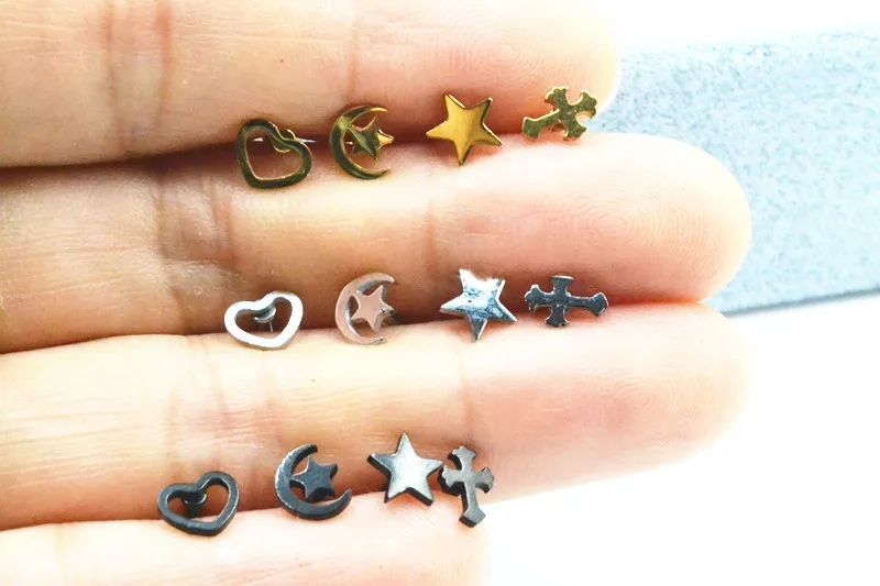 Free Shippment 50PCS Body jewelry-Stainless Steel Logos Ear Stud Tragus/Helix Bar/Stud Upper Prong Diath Cartilage Earring 16g image_1