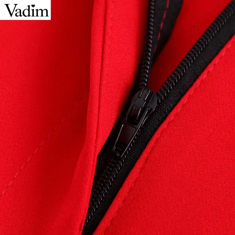 Vadim женские стильные красные брюки на молнии карманы с высокой талией женские элегантные повседневные Модные брюки pantalones KB114