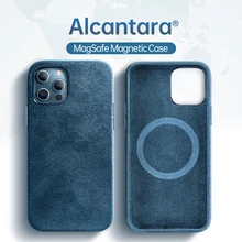 SanCore Алькантара поворотный Меховой чехол для iPhone 12 12Pro 12ProMax 12Mini Чехол Поддержка Magsafe Беспроводное зарядное устройство Магнитный чехол