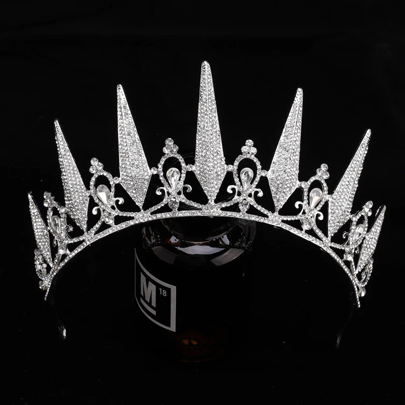 FORSEVEN Women Bride Noiva Wedding Party Hair Jewelry Baroque Style Black Crystal Tiaras and Crowns Headpieces Headbands