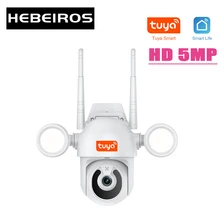 

Hebeiros HD 5MP Tuya Smart Auto Motion Tracking IP66 Waterproof Outdoor Floodlight Color Vision Security CCTV IP PTZ Wifi Camera