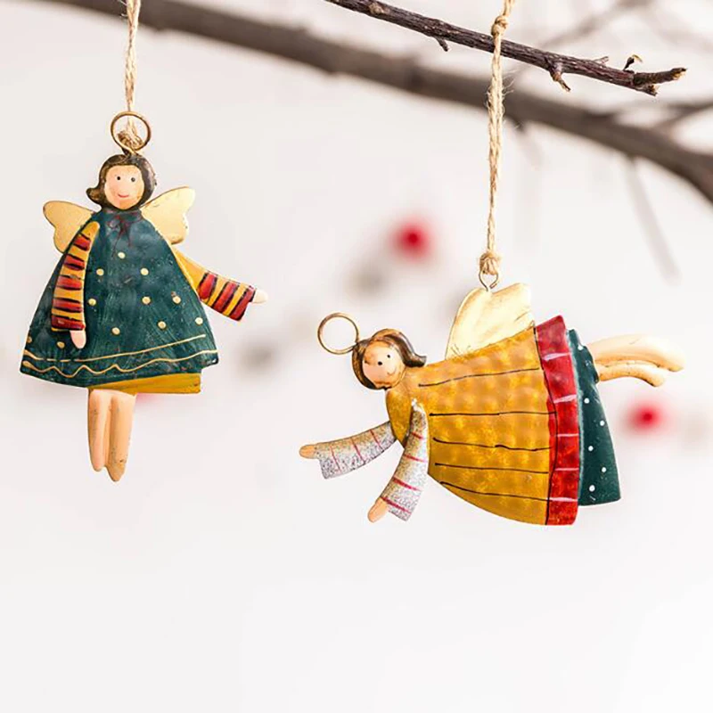 Christmas Pendant Xmas Tree Decorations Hanging Metal Ornaments DIY Santa Claus Snowman Party Kids Toys Gift Xmas New Year 2022