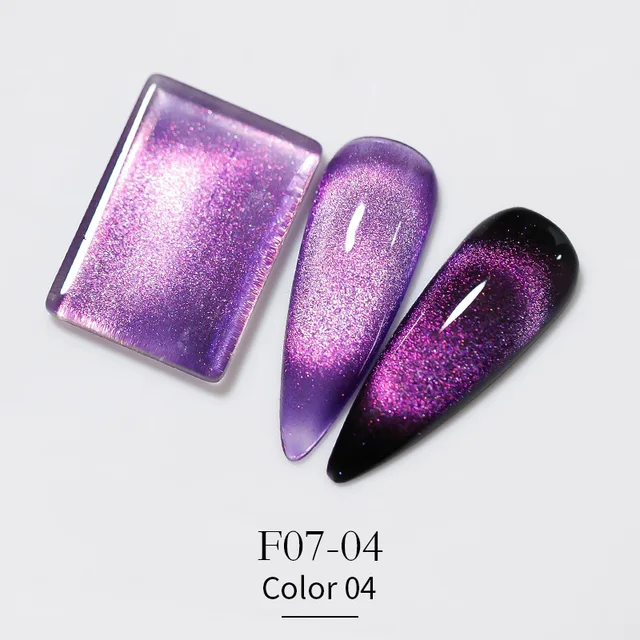 Vendeeni New Colourful Crystal Cat Eye Gel Nail Polish 9D Aurora Cat's Eye Gel Varnish Magnetic Hybrid UV Soak Off Gel Lacquer F07-04