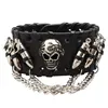 Fashion Gothic Punk Skull Metal bullet Leather Bracelet Men Bracelets & Bangles Male Arm Jewelry Red and black 2022 Accessor 4