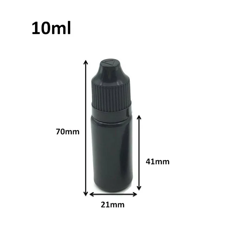 500pcs Empty PE 10ml Bottle Soft Black Plastic Bottles With Childproof Cap E Liquid Vial