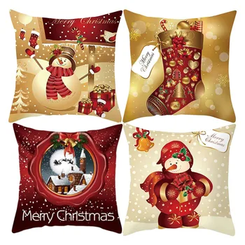 

4PC Christmas Xmas Cushion Throw Cover Lattice Pillow Case Cotton Home Sofa