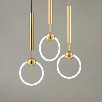 

Lámpara colgante de Círculo LED nórdico postmoderna para comedor, Bar, pasillo, estudio, cama de una sola cabeza, lámpara