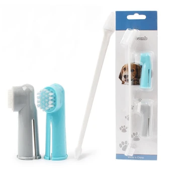 

Pet Toothbrush Suit Dog Finger Toothbrush Soft double-ended Toothbrush Pet Teddy Dog Brush Bad Breath Clean Teeth Tool A A
