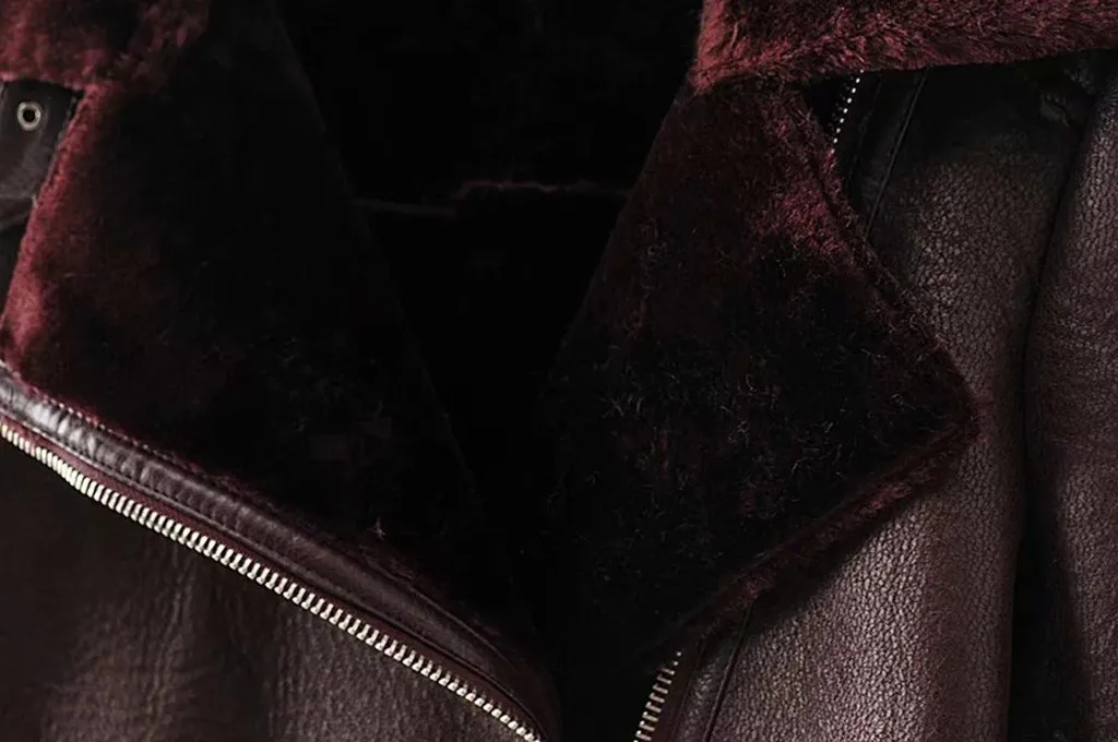 Женская Толстая кожаная куртка, Осень-зима, женское однотонное пальто с длинным рукавом, на молнии, с карманом, с отложным воротником, Плюшевые куртки, Veste Femme