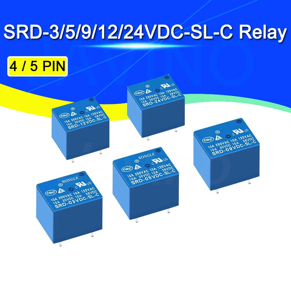 Фото Реле SRD-5VDC-SL-C, SRD-12VDC-SL, SRD-3VDC, SRD-9V, 5 контактов, 12 В постоянного тока, высокое качество, Javino, 5 шт. №1