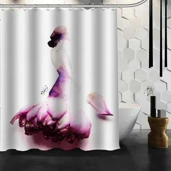 

Custom Dress beauty Waterproof Shower Bath Curtain Printed Bathroom Decor Various Sizes#2020-05-26