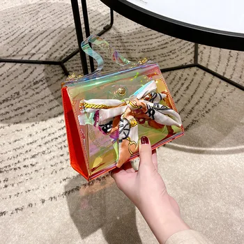 

Summer hot scarf bag Korean version 2020 new trend cool laser small square bag fashion wild shoulder messenger bag