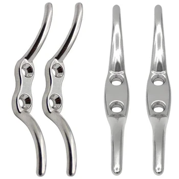

2PCS Silver Halyard Rope Cleat Hook - Rust Free Zinc Alloy - Does Not Include Mounting Screws 15.1X2.8CM