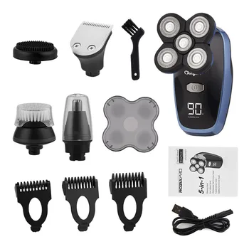 

5 In 1 Electric Shaver USB Rechargeable Haircut 5D Floating Five Blade Razor Facial Cleansing Brush Waterproof Nose Hair Trimmer