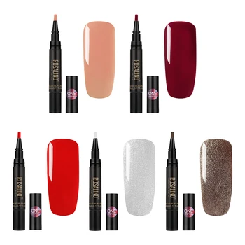 

3 in 1 Gel Nail Polish Pen One-Step Glitter Gel UV Gel Nail Art No Bottom Glue Seal Gel