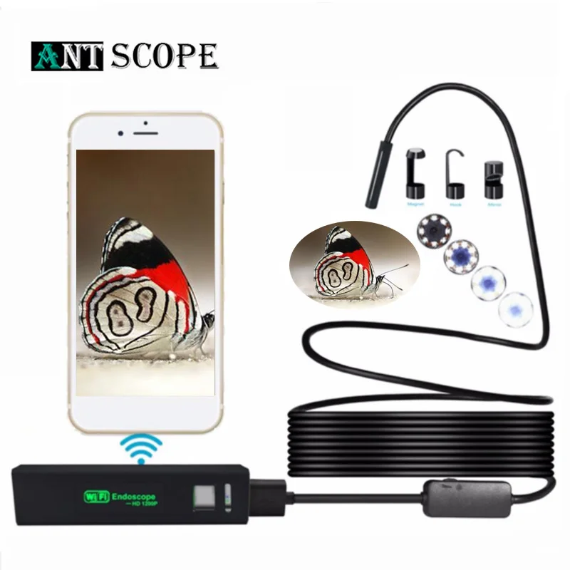 Antscope 8mm Lens 1200P Wifi Endoscope Android Iphone Borescope Camera