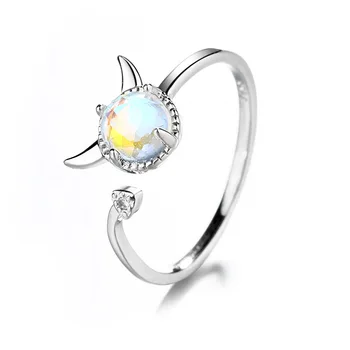 

HT-28 Personality 925 Sterling Silver Moonstone Animals Rings For Women Wedding Jewelry Antique Finger Ring Anillos