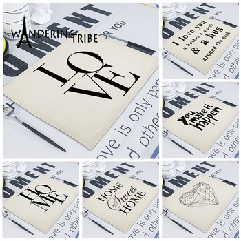 

1PCs Nordic Letter Table Napkin Love Printed Cloth Mat Dinner Napkins Geometric Tea Towels for Napkins Serviette De Table Tissu