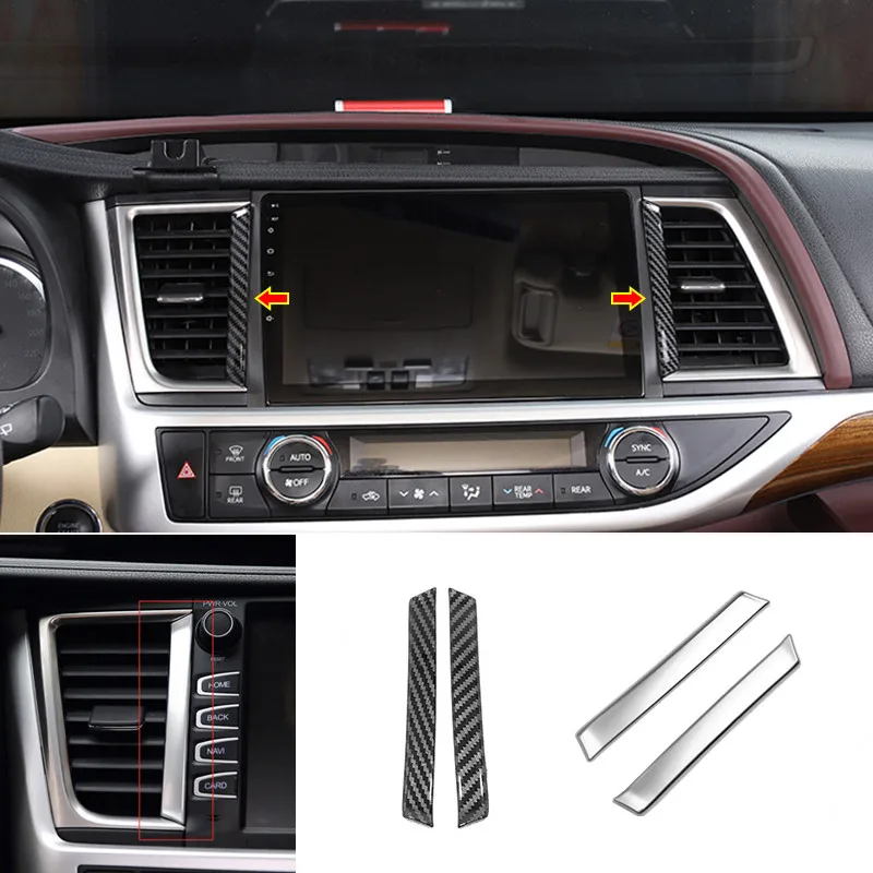 

Для Toyota Highlander Kluger 2014-2020 ABS углеродное волокно Средний кондиционер Выходная полоса рамка панель Крышка отделка Стайлинг автомобиля