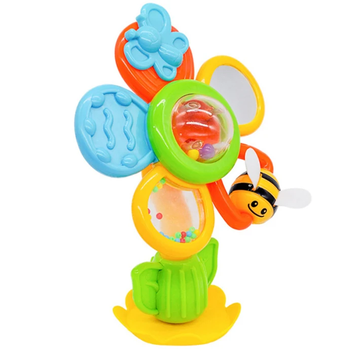 Новые детские вращающиеся игрушки-погремушки с цветком от солнца, колесо обозрения на присоске, разноцветные бусины