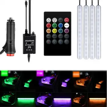 

Car Atmosphere Light Foot Light USB/Cigarette Lighter Remote Control Interior Decorative Ambient LED Lamp Strip Accessories